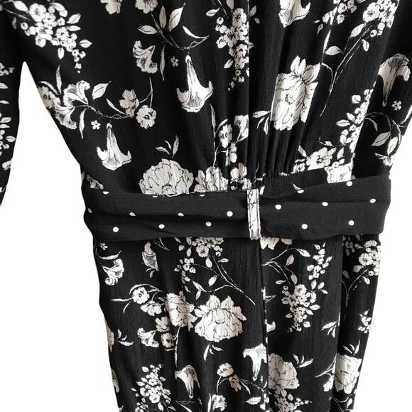 Zara Dark Floral Print Jumpsuit Size XS Long Sleeves V-Neck Going Out Outfit - Picture 8 of 15